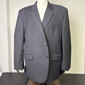 Ralph Lauren Men's Classic Pinstripe Wool Suit Jacket Blazer Charcoal Grey